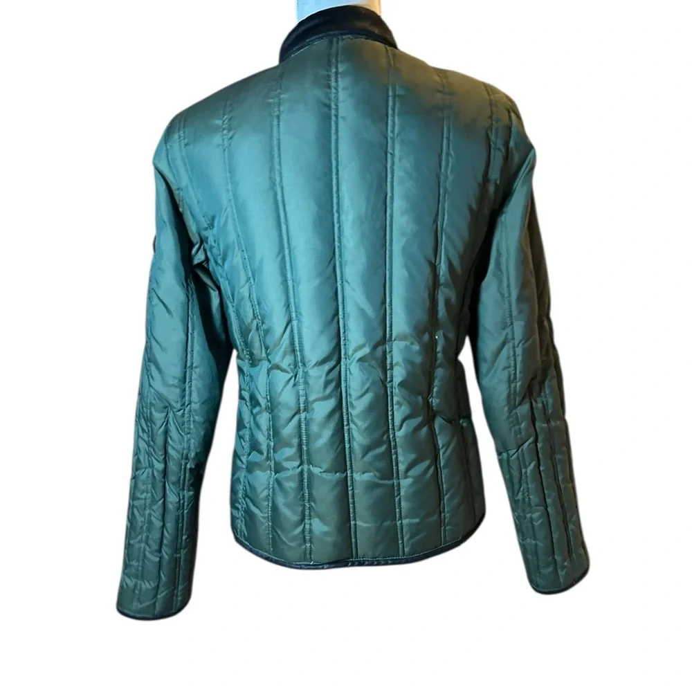 Michael Kors Olive Green Quilted Jacket with Faux Leather Detailing